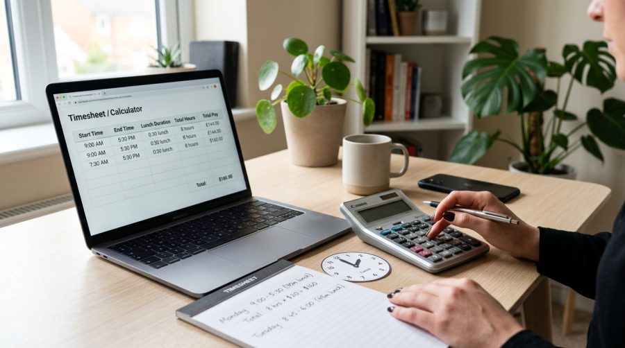 Hours Worked Calculator With Lunch Break & Pay