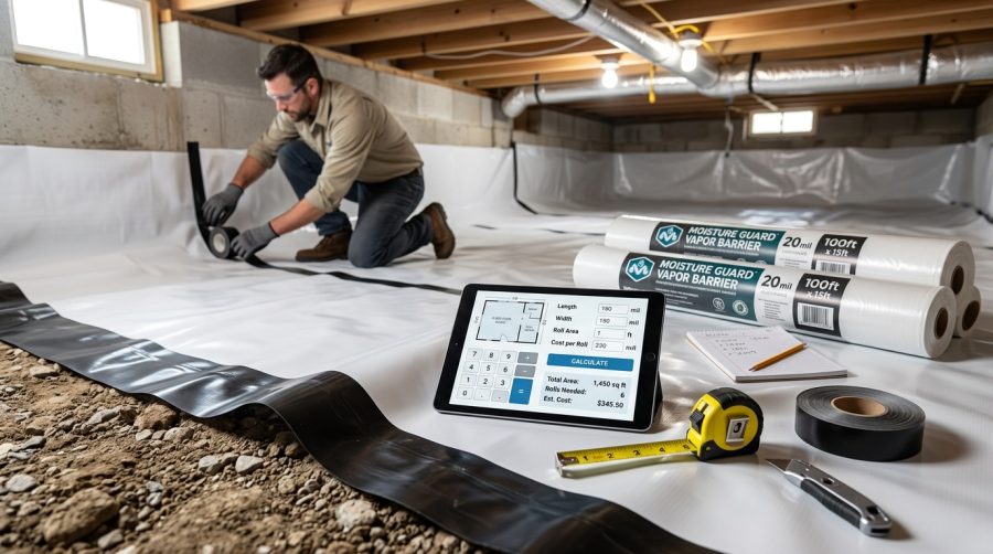 Vapor Barrier Calculator: Area, Rolls & Cost Estimator