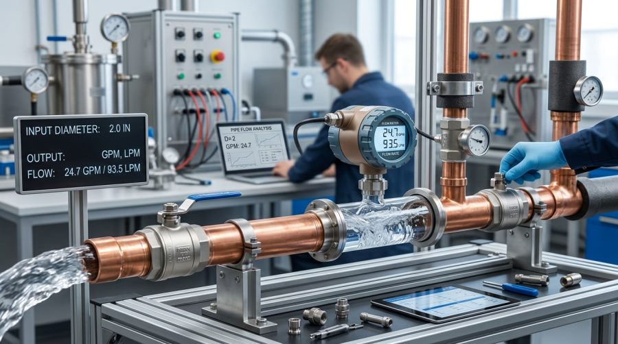 Pipe Flow Rate Calculator by Diameter: GPM & LPM Output